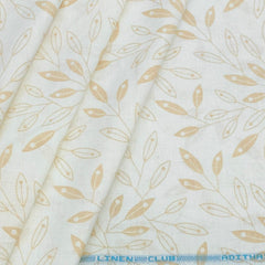Shirt & Kurta Fabric Linen Club Linen Blended Printed Colour Brown N Off White