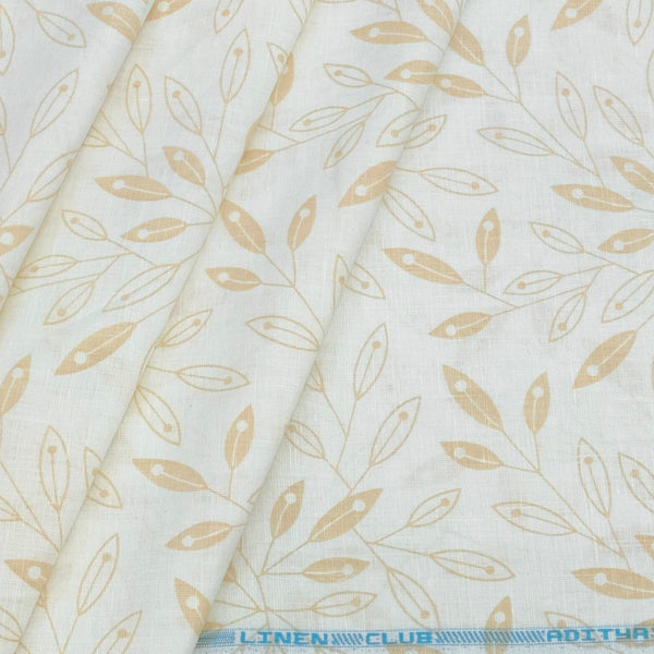 Shirt & Kurta Fabric Linen Club Linen Blended Printed Colour Brown N Off White