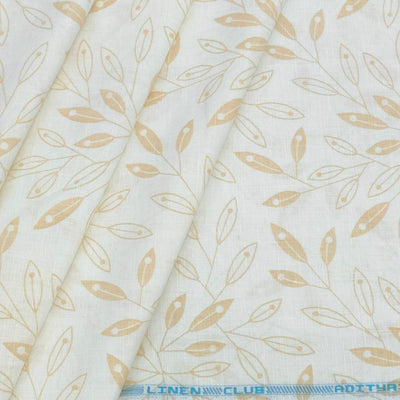 Shirt Fabric Linen Club Linen Blended Printed Colour Brown N Off White