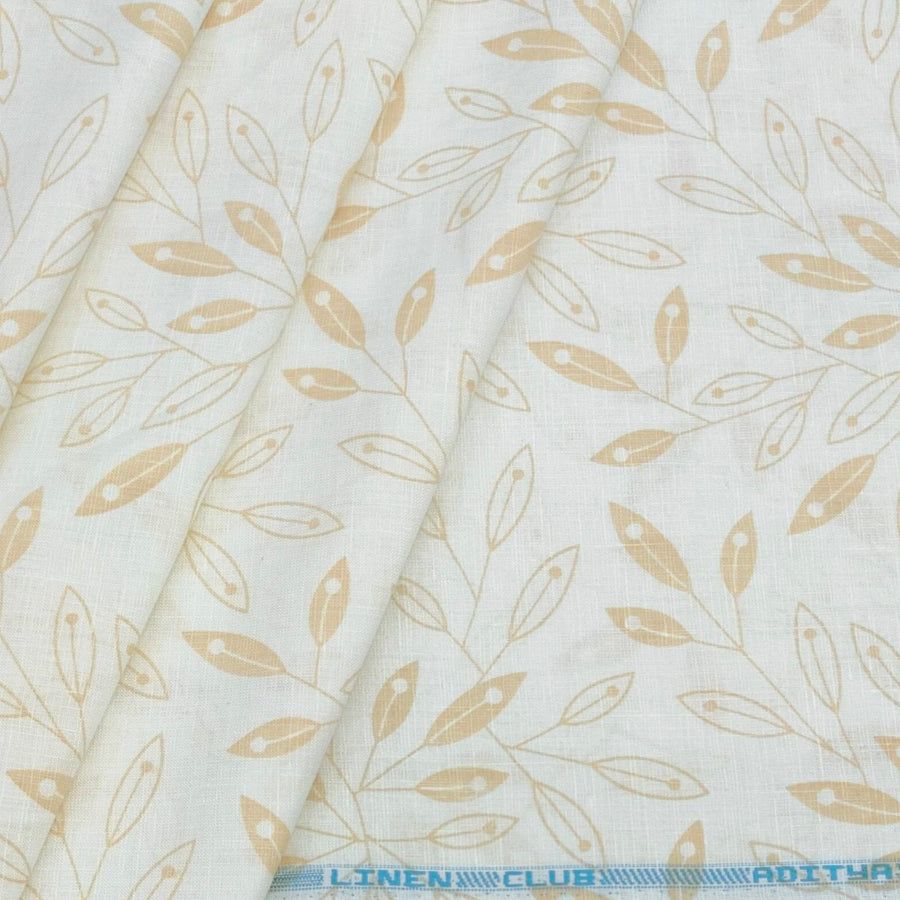 Shirt Fabric Linen Club Linen Blended Printed Colour Brown N Off White