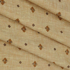 Shirt n Kurta Fabric Solino Pure Linen 60 Lea Printed colour Light Brown