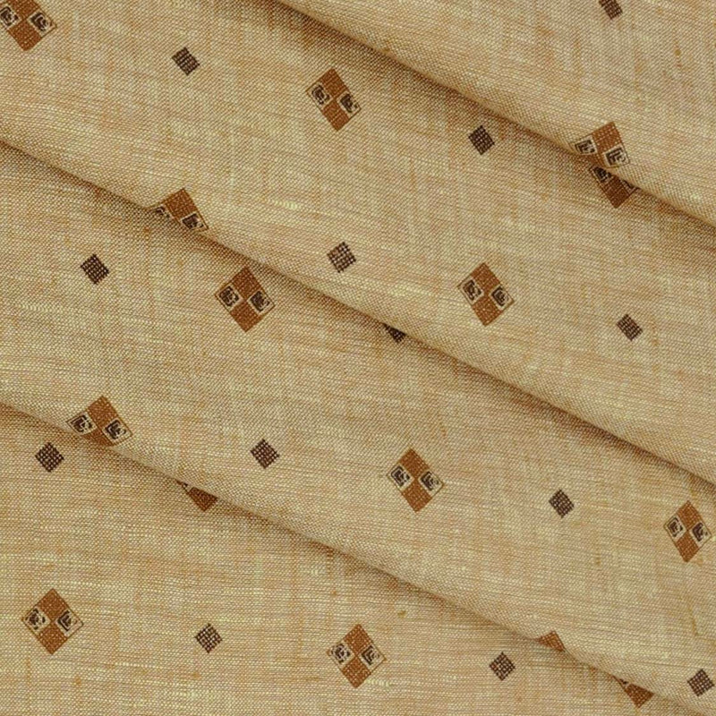 Shirt n Kurta Fabric Solino Pure Linen 60 Lea Printed colour Light Brown
