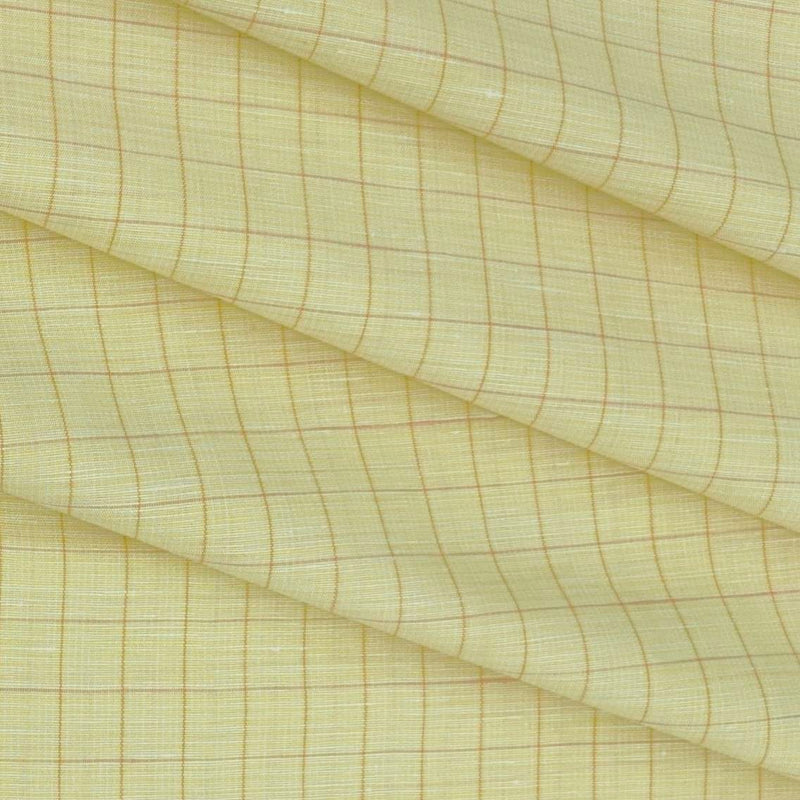 Shirt & Kurta Fabric Linen Club Linen Blended Check Colour Light Yellow
