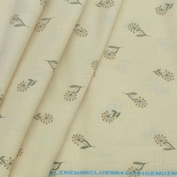 Shirt & Kurta Fabric Linen Club Pure Linen Printed Colour Beige