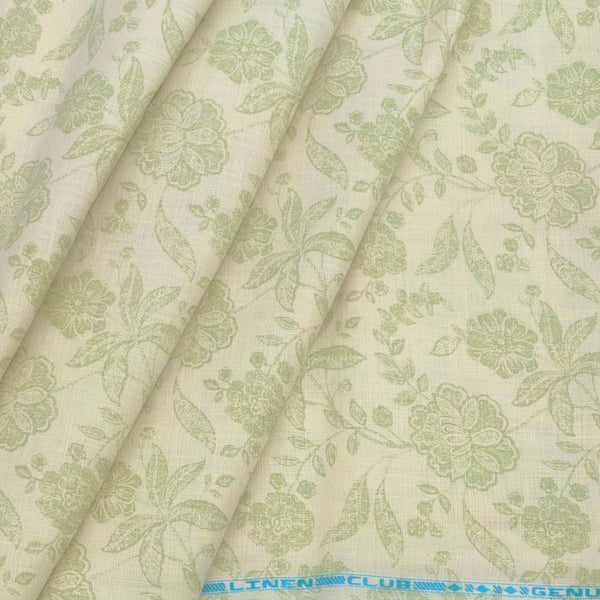 Shirt & Kurta Fabric Linen Club Linen Blended Printed Colour Light Green