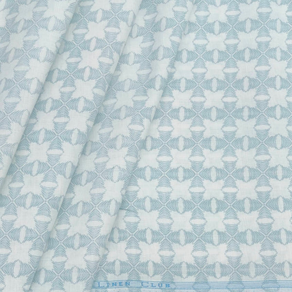 Shirt & Kurta Fabric Linen Club Linen Blended Printed Colour Light Blue N White
