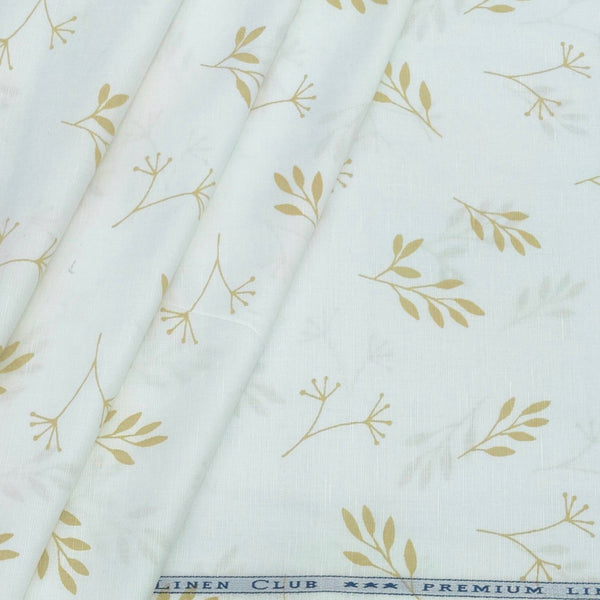Shirt & Kurta Fabric Linen Club Linen Blended Printed Colour Brown N Off White