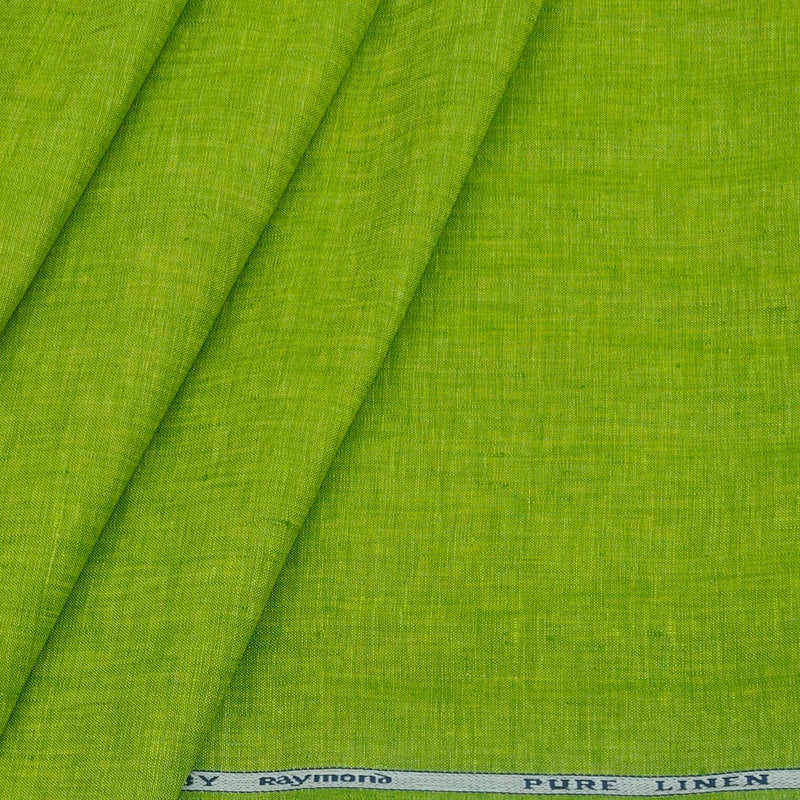 Shirt & Kurta Fabric Raymond Pure Linen Plain Colour Chilli Green