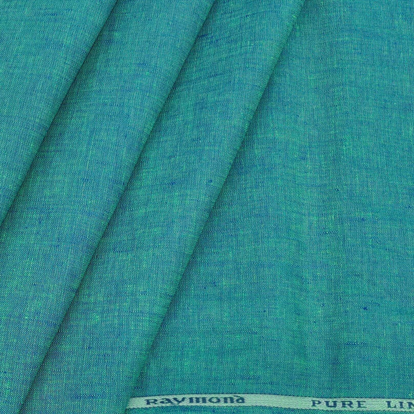 Shirt & Kurta Fabric Raymond Pure Linen Plain Colour Greenish Blue