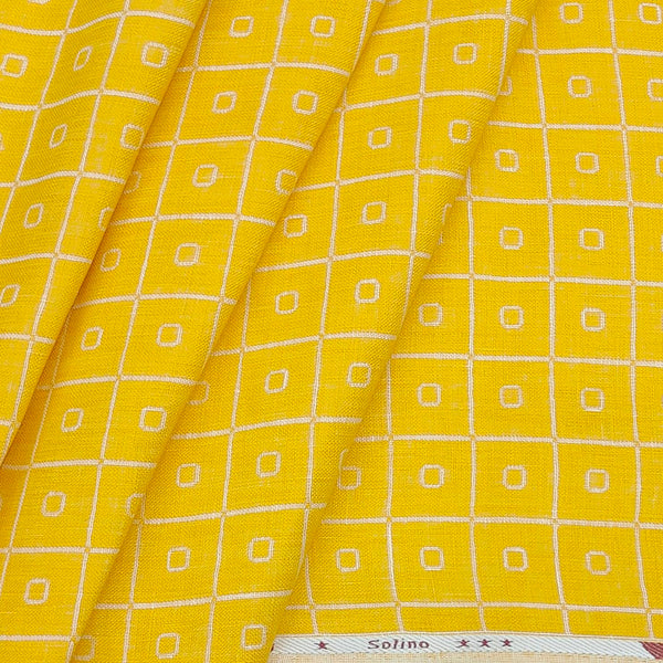 Shirt n Kurta Fabric Solino Pure Linen 70 Lea Printed colour Orange
