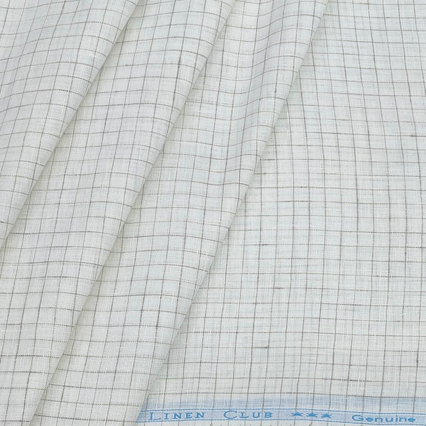Shirt Fabric Linen Club Pure Linen Check Colour Brown N White