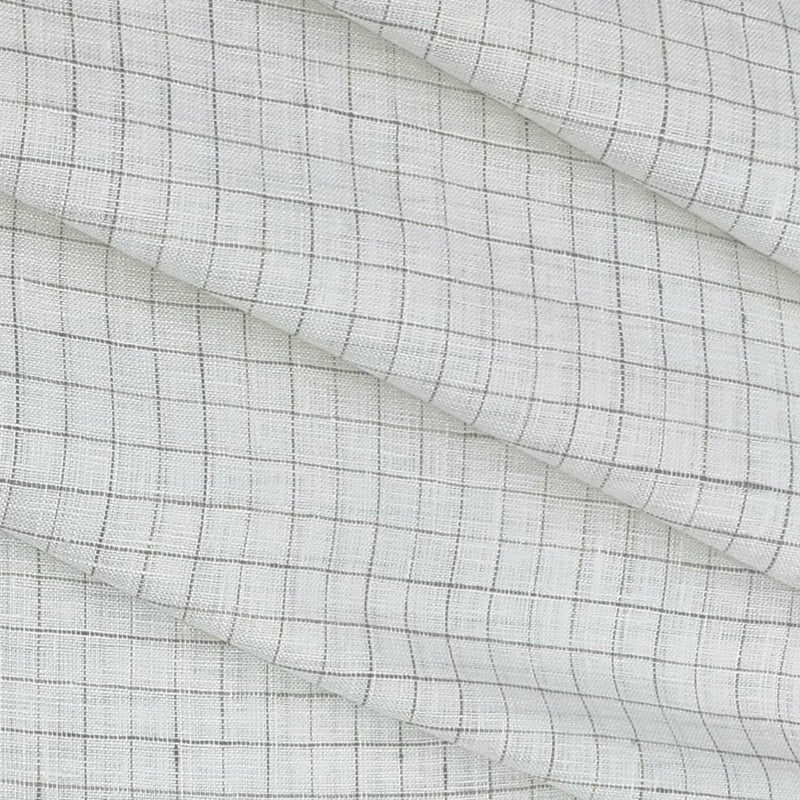 Shirt Fabric Linen Club Pure Linen Check Colour Brown N White