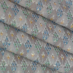 Kurta Fabric ManTire Designer Silk Embroidery Colour Silver N Green