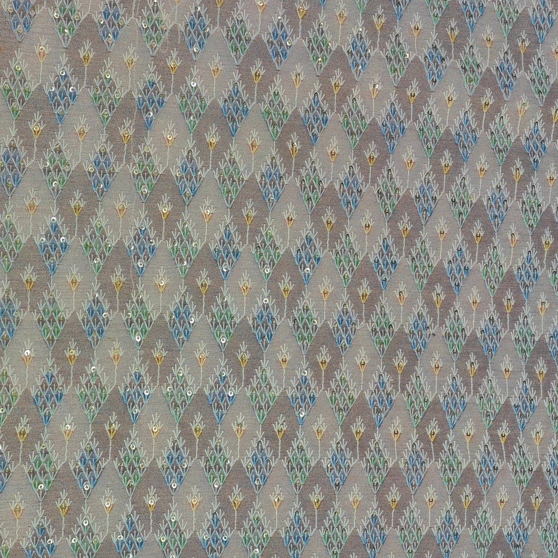 Kurta Fabric ManTire Designer Silk Embroidery Colour Silver N Green