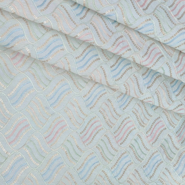 Kurta Fabric ManTire Designer Silk Embroidery Colour White