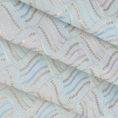 Kurta Fabric ManTire Designer Silk Embroidery Colour White