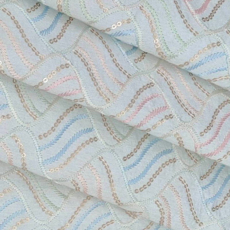 Kurta Fabric ManTire Designer Silk Embroidery Colour White