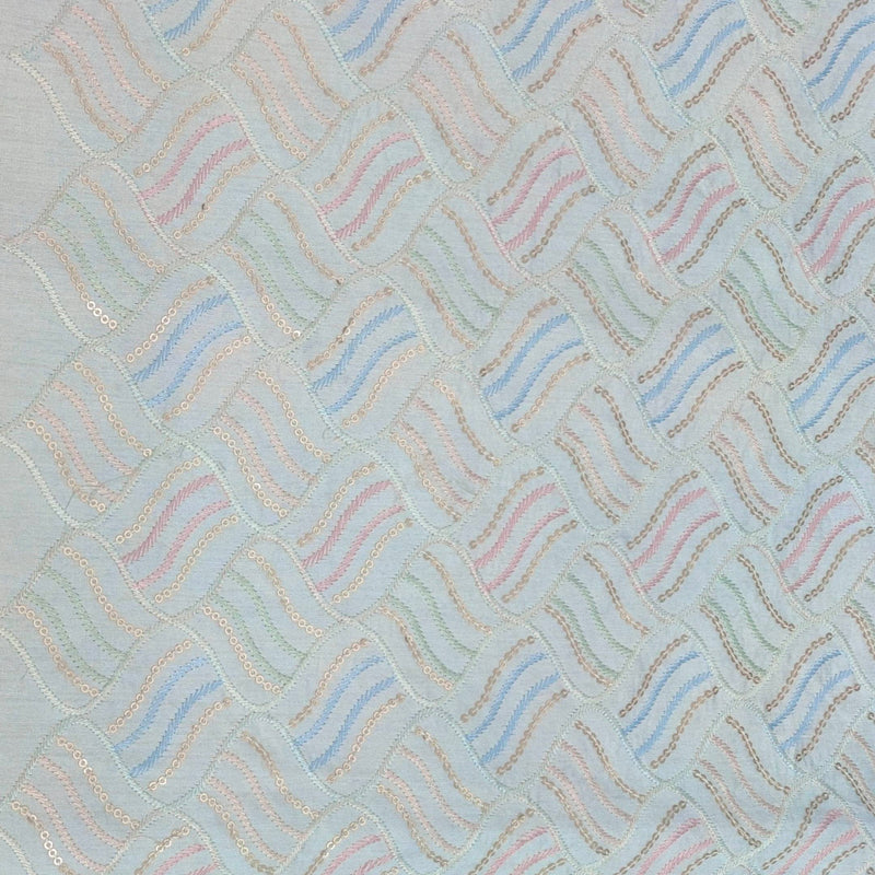 Kurta Fabric ManTire Designer Silk Embroidery Colour White