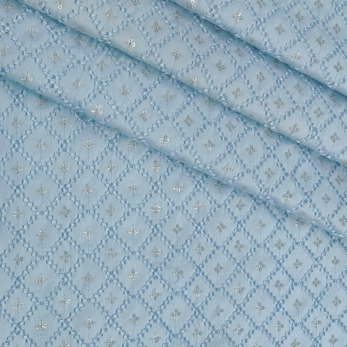 Kurta Fabric ManTire Designer Silk Embroidery Colour Baby Blue