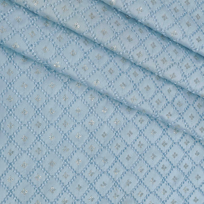 Kurta Fabric ManTire Designer Silk Embroidery Colour Baby Blue