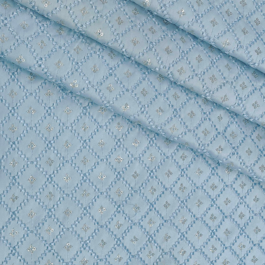 Kurta Fabric ManTire Designer Silk Embroidery Colour Baby Blue