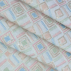 Kurta Fabric ManTire Designer Silk Embroidery Colour Off White N Light Green