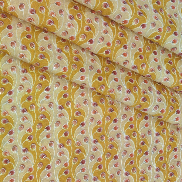 Kurta Fabric ManTire Designer Silk Embroidery Colour Golden N Peach