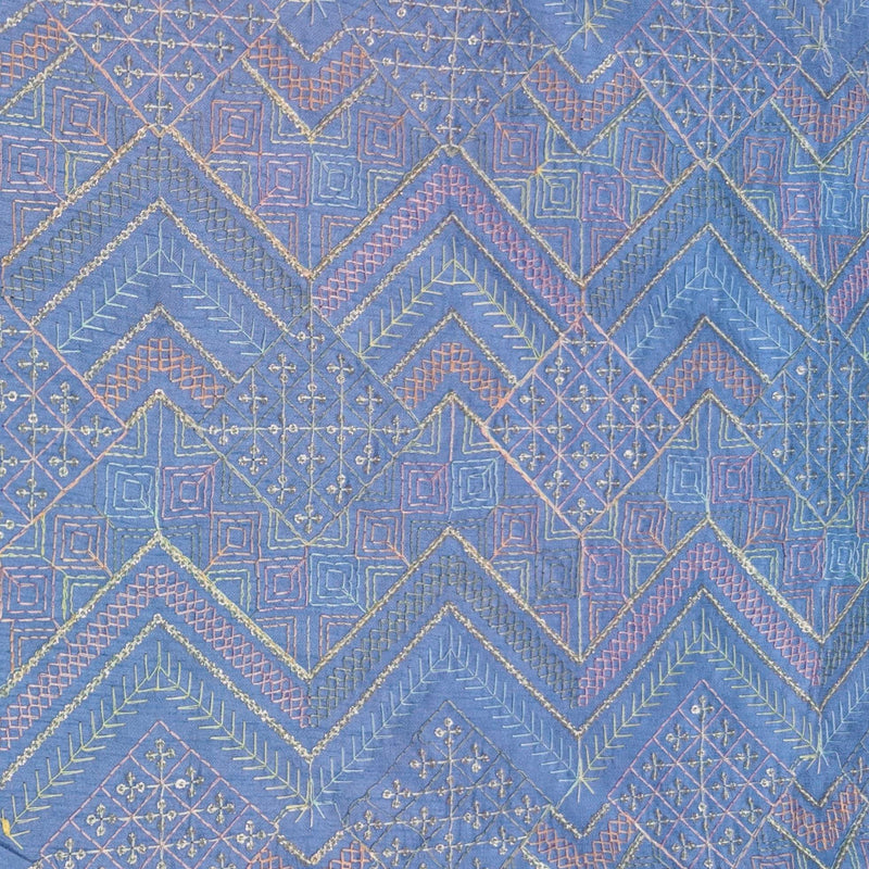 Kurta Fabric anTire Designer Silk Embroidery Colour Blue