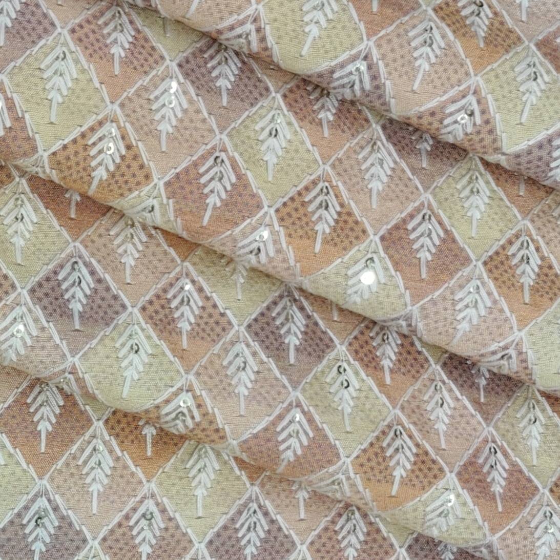 Kurta Fabric ManTire Designer Silk Embroidery Colour Peach