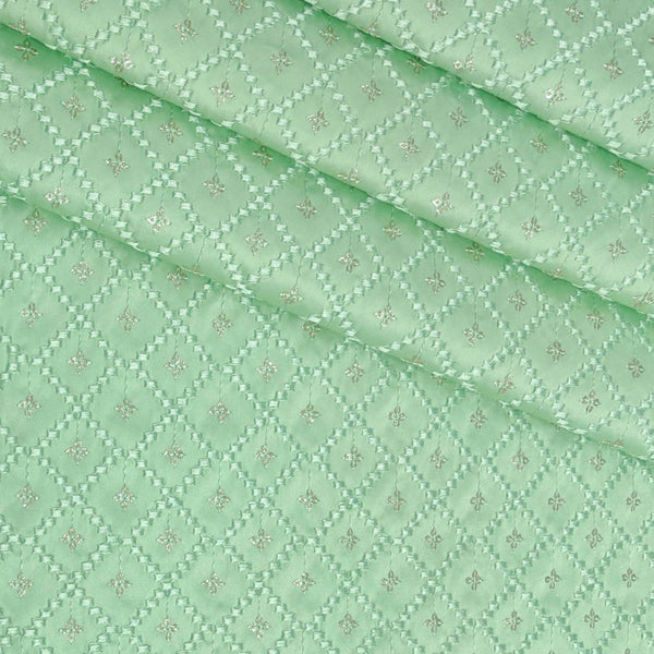 Kurta Fabric ManTire Designer Silk Embroidery Colour Mint Green
