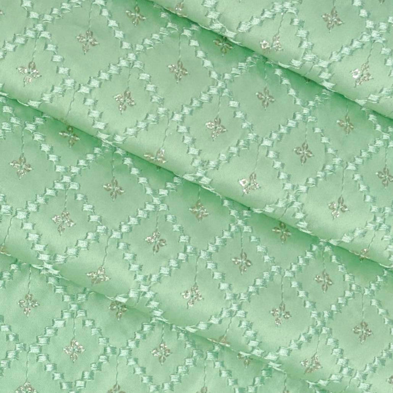Kurta Fabric ManTire Designer Silk Embroidery Colour Mint Green