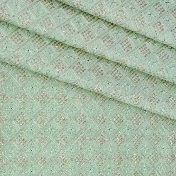 Kurta Fabric ManTire Designer Silk Embroidery Colour Light Green