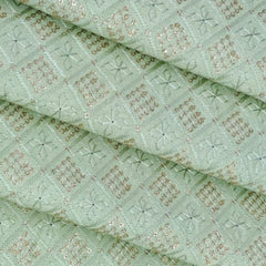 Kurta Fabric ManTire Designer Silk Embroidery Colour Light Green