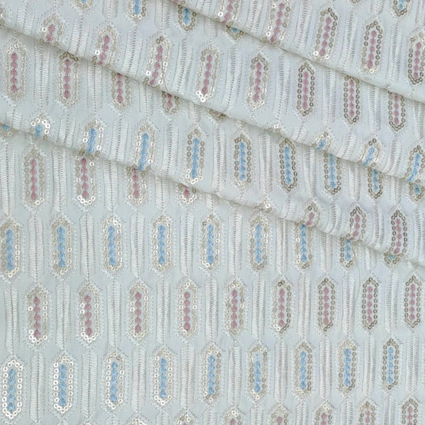 Kurta Fabric ManTire Designer Silk Embroidery Colour Off White
