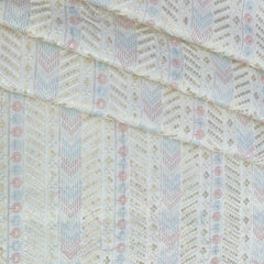 Kurta Fabric ManTire Designer Silk Embroidery Colour White