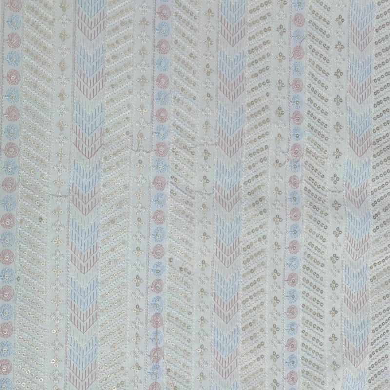 Kurta Fabric ManTire Designer Silk Embroidery Colour White