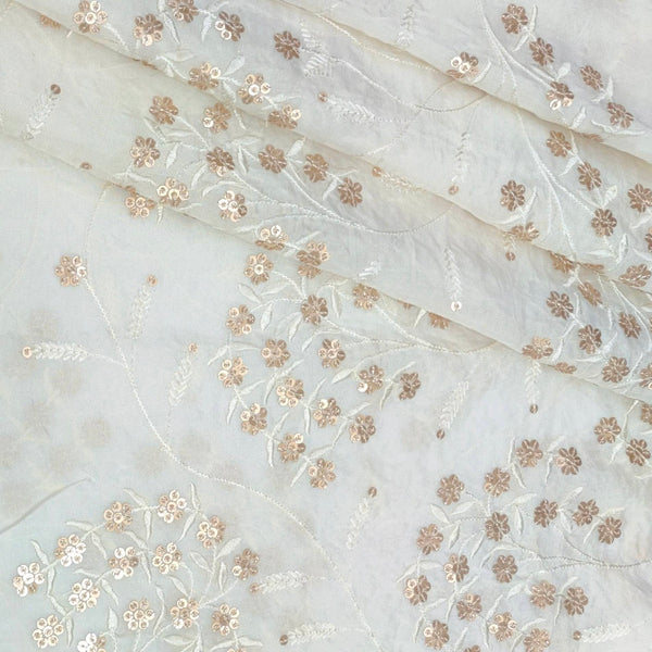 Kurta Fabric ManTire Designer Silk Embroidery Colour Off White