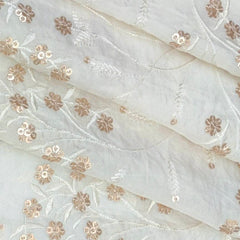 Kurta Fabric ManTire Designer Silk Embroidery Colour Off White