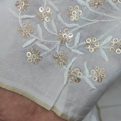 Kurta Fabric ManTire Designer Silk Embroidery Colour Off White