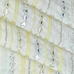 Kurta Fabric ManTire Designer Silk Embroidery Colour Off White