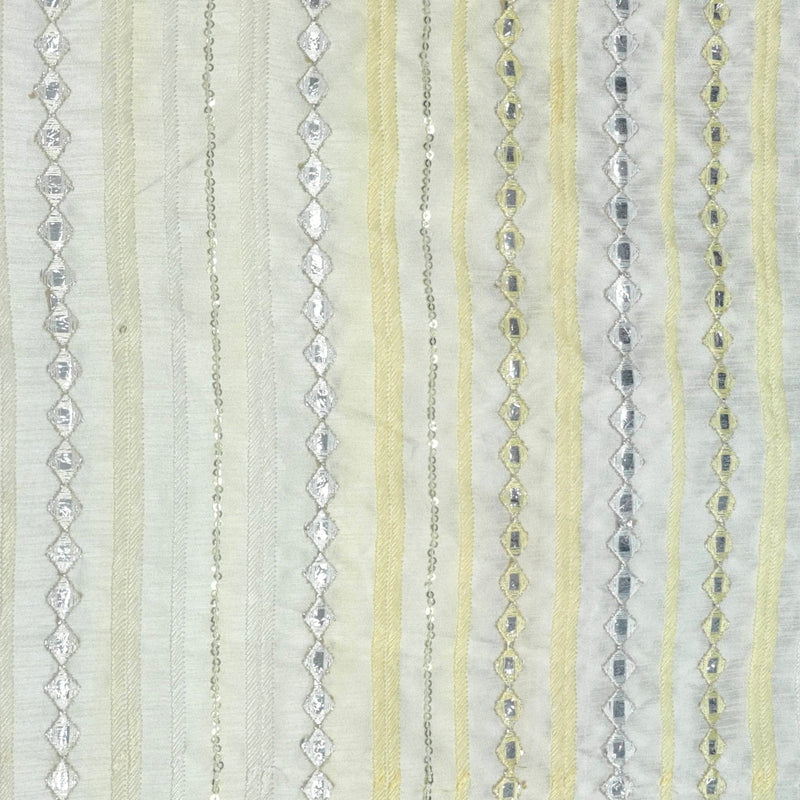 Kurta Fabric ManTire Designer Silk Embroidery Colour Off White