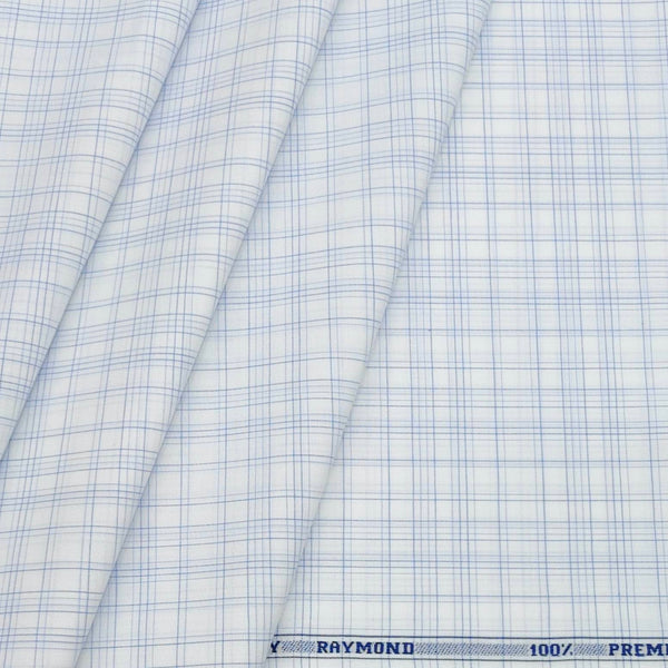 Shirt Fabric Raymond pure Cotton  Mix Check Colour  Blue N White