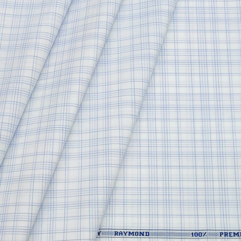 Shirt Fabric Raymond pure Cotton  Mix Check Colour  Blue N White