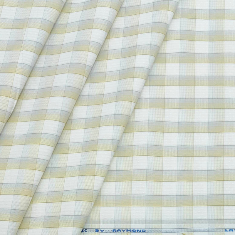 Shirt Fabric Raymond Cotton Blended Check Colour Off White N Light Brown
