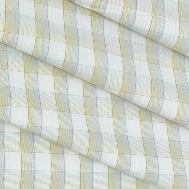 Shirt Fabric Raymond Cotton Blended Check Colour Off White N Light Brown