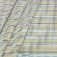 Shirt Fabric Raymond Cotton Blended Mix Check Colour Greige Beige N White