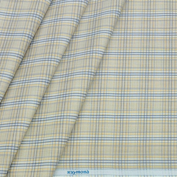 Shirt Fabric Raymond Cotton Blended Mix Check Colour Greige Beige N White