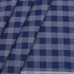 Shirt Fabric Raymond Cotton Blended Check Colour Indigo Blue