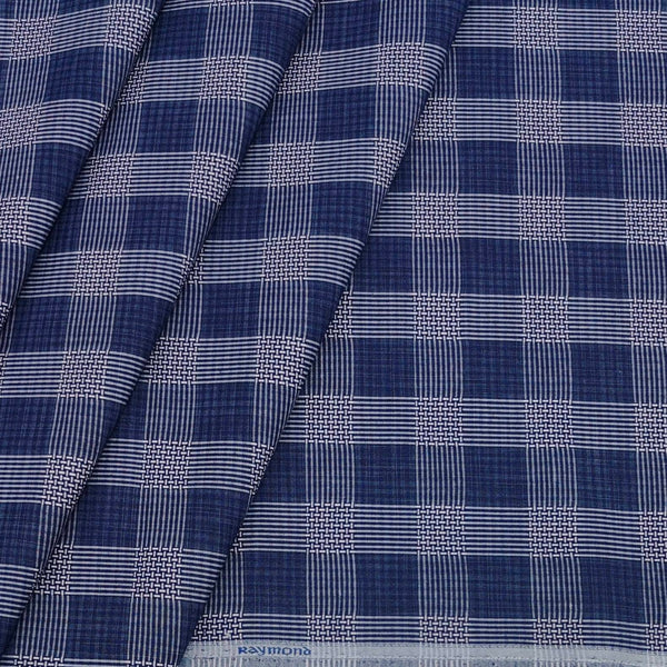 Shirt Fabric Raymond Cotton Blended Check Colour Indigo Blue