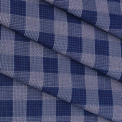 Shirt Fabric Raymond Cotton Blended Check Colour Indigo Blue